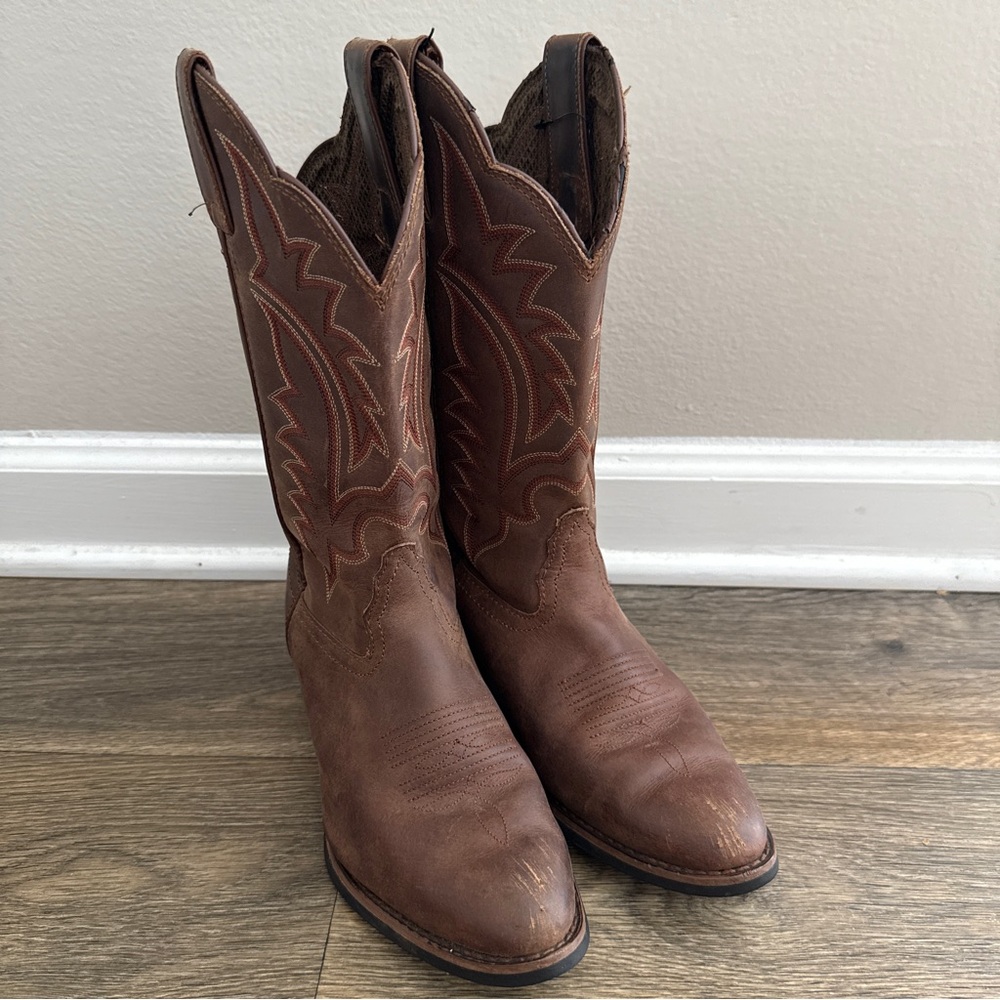 Tony Lama Women’s Leather R-Toe Cowboy Cowgirl Boots, Estimated Sz 8 Narrow